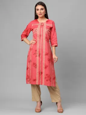 Coral Floral Printed Kurta