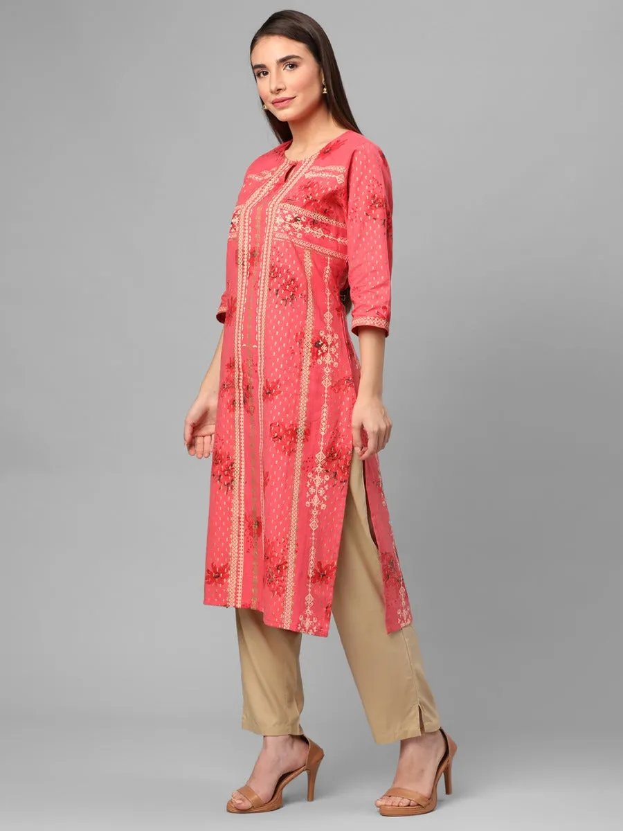 Coral Floral Printed Kurta