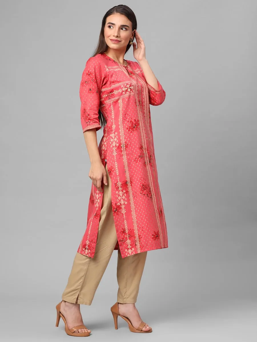 Coral Floral Printed Kurta