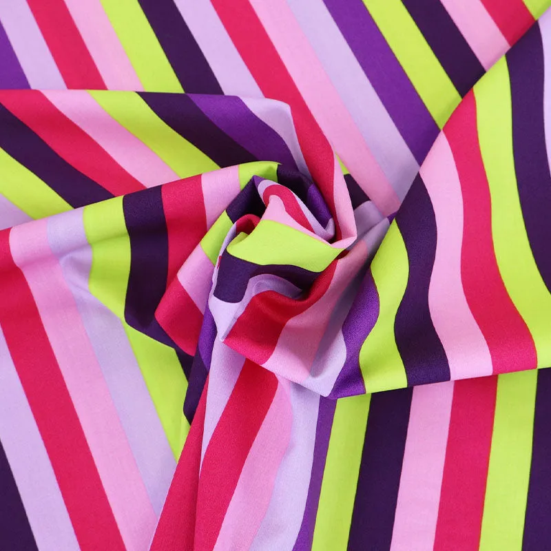 Cotton Poplin - Stripe - Pinks and Purples