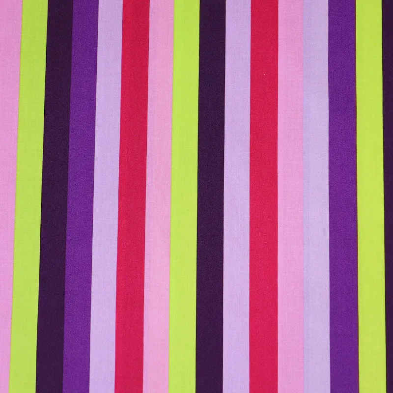 Cotton Poplin - Stripe - Pinks and Purples