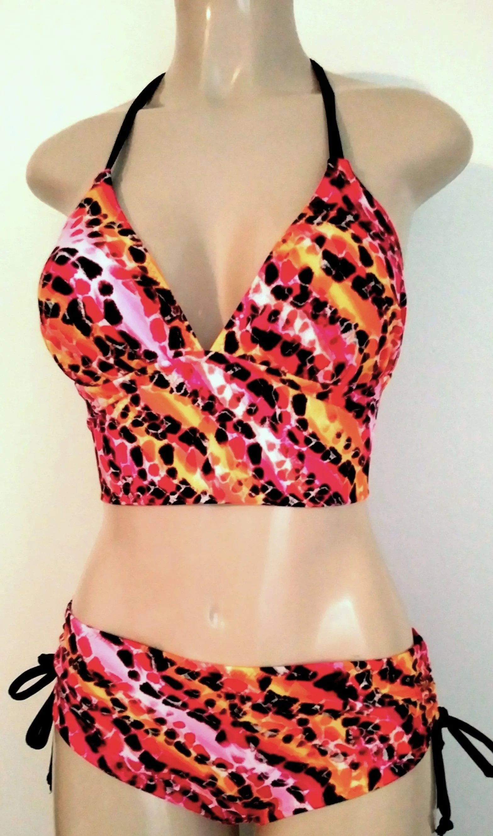 Cropped Tankini Top and Adjustable Bikini Bottom