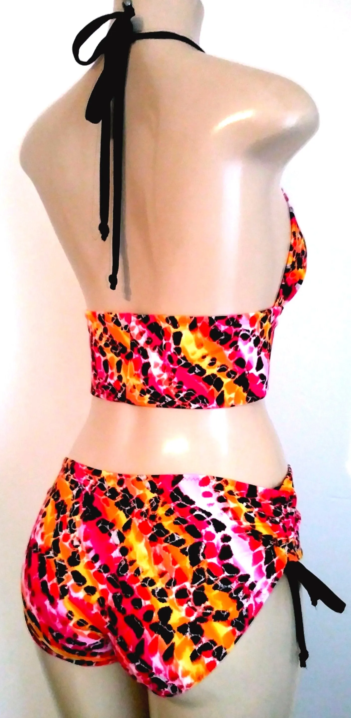 Cropped Tankini Top and Adjustable Bikini Bottom