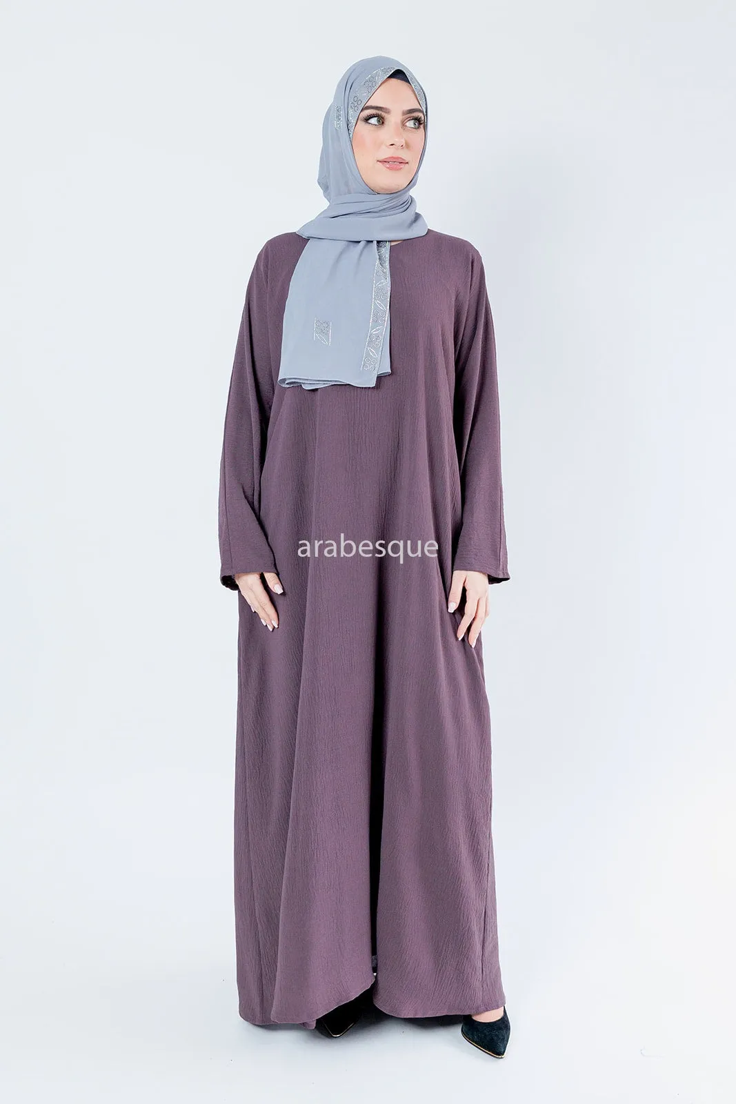 Crushed Polyester Closed Abaya (10 Colours)