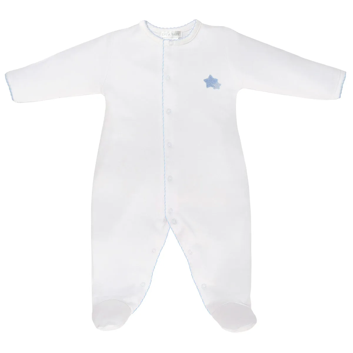 Double Stars Embroidery Footie | Baby Boy