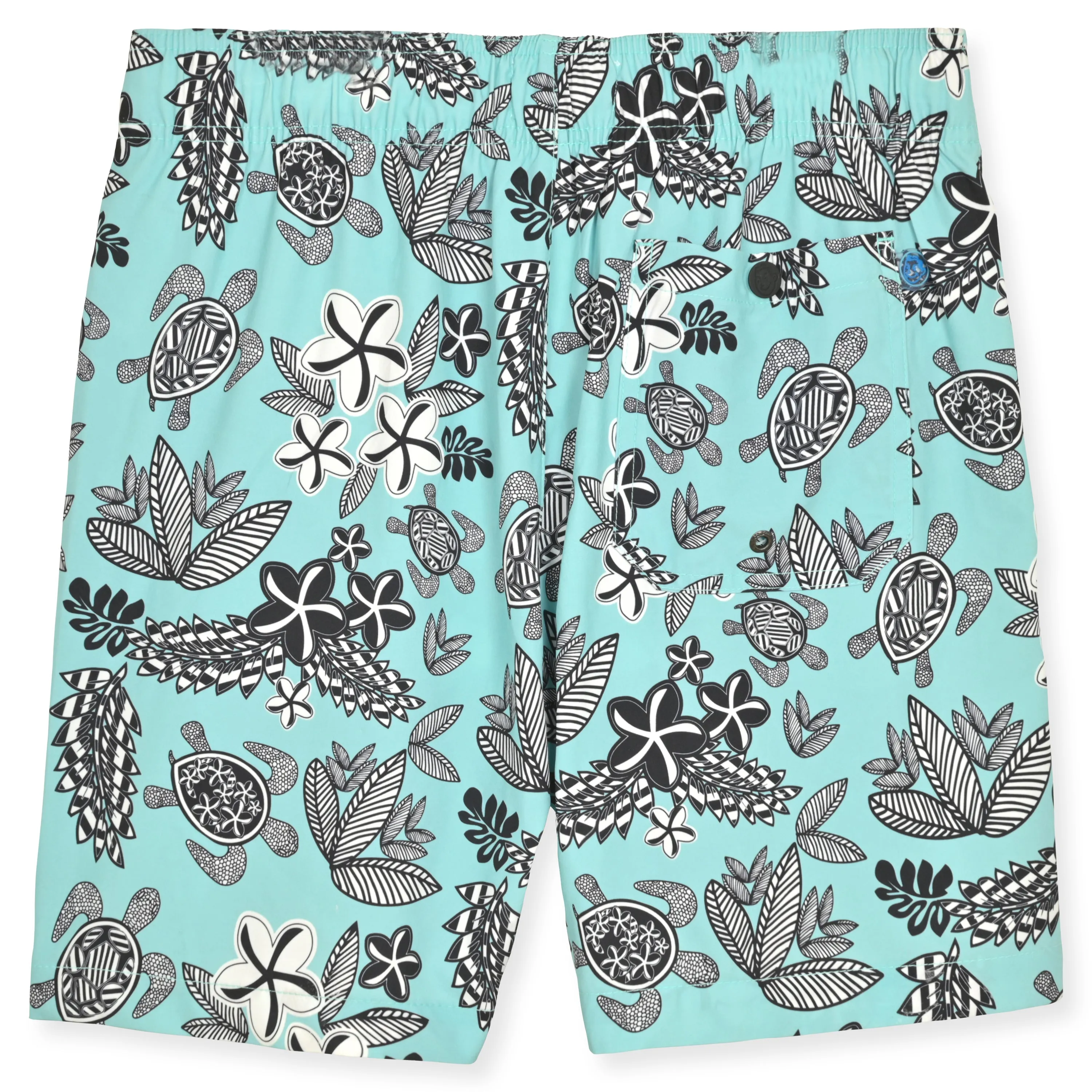 Eggshell Blue Geo Turtles Swim Trunk