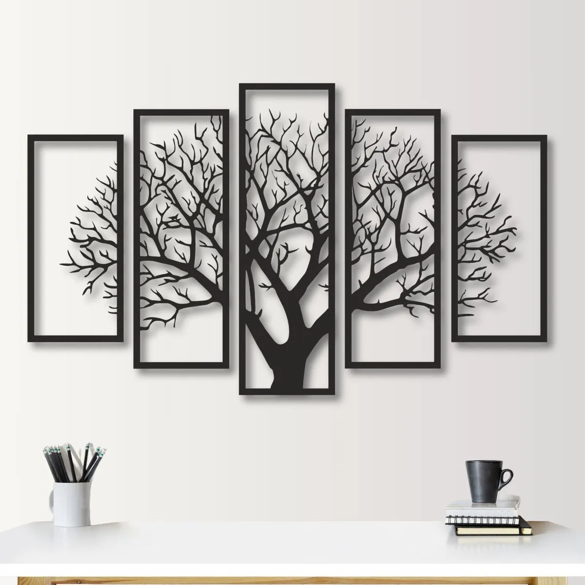 Five Frames Tree 3D art Decor for Walls