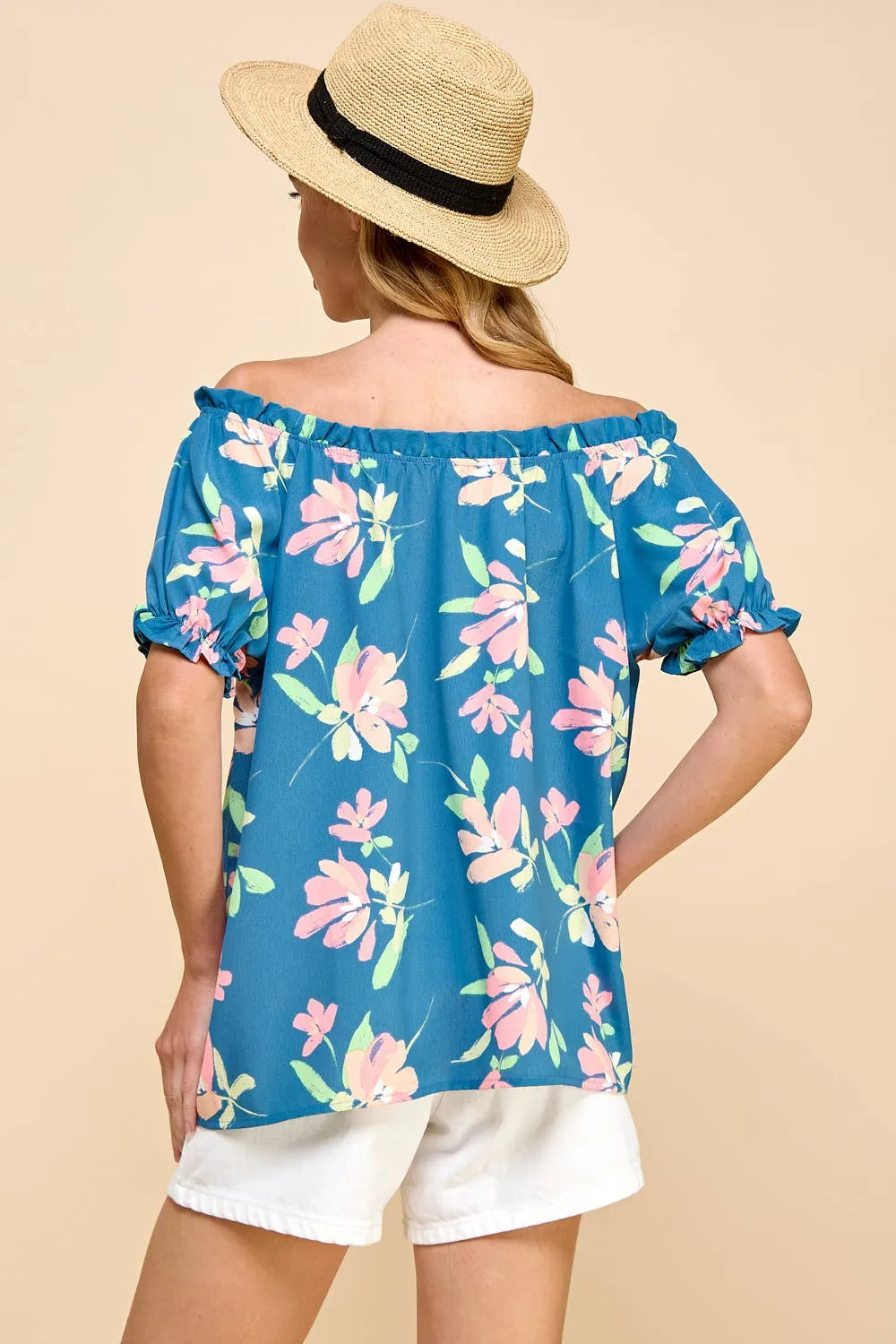 Floral Printed Top with Optional Off-Shoulder