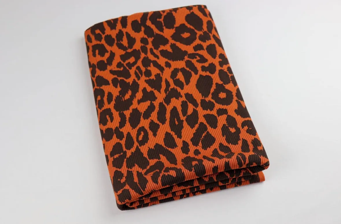 FS1200 Leopard Animal Print 2 x 1 Rib Stretch Fabric Rib