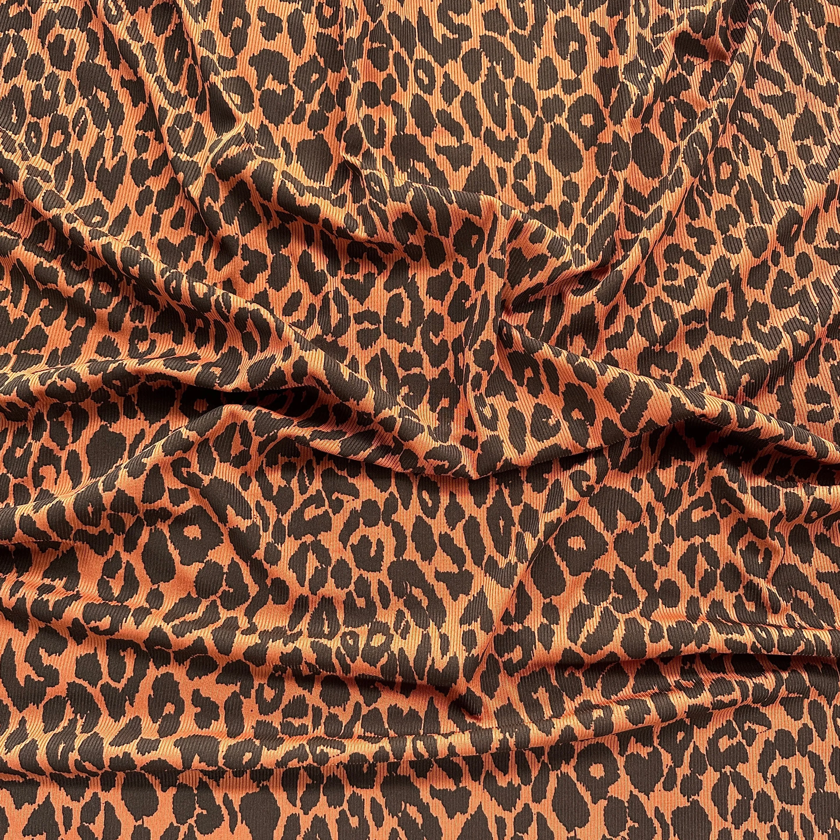 FS1200 Leopard Animal Print 2 x 1 Rib Stretch Fabric Rib