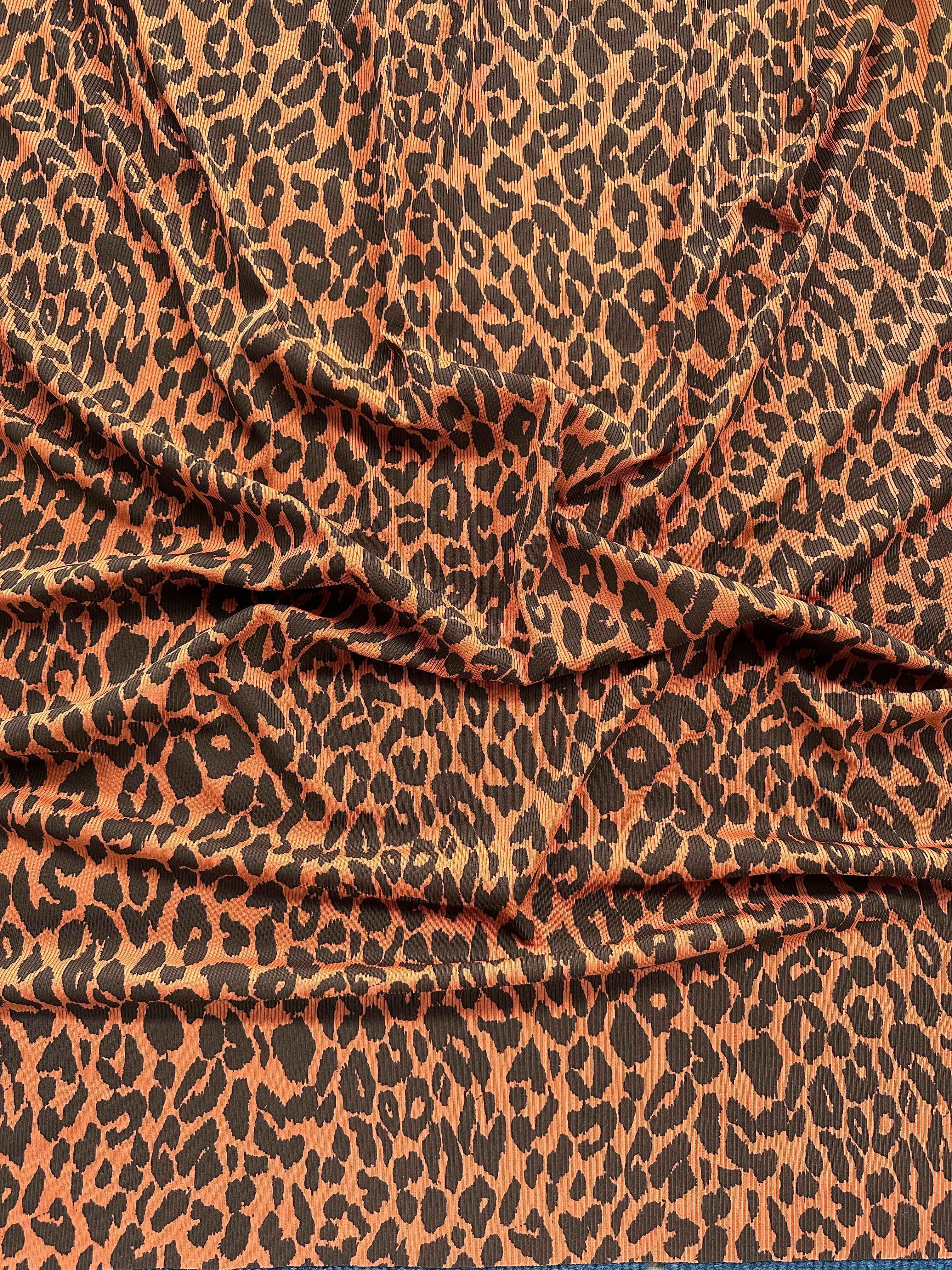 FS1200 Leopard Animal Print 2 x 1 Rib Stretch Fabric Rib