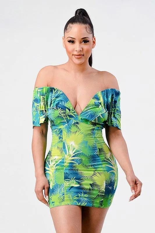 Garden Gal- Neon Garden Themed Fitted Dress