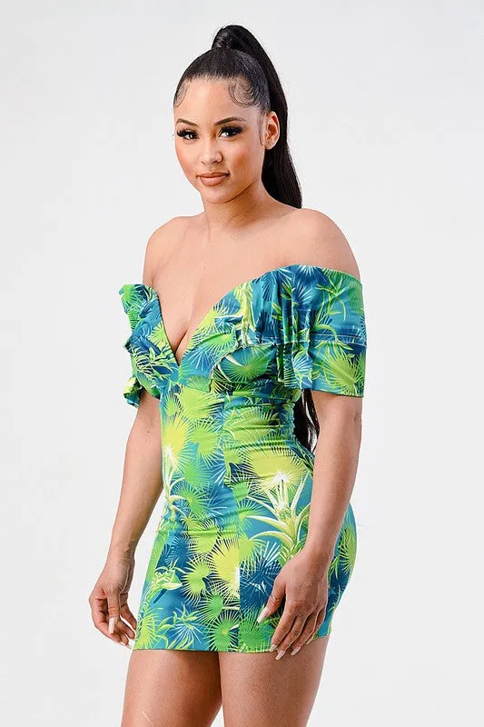 Garden Gal- Neon Garden Themed Fitted Dress