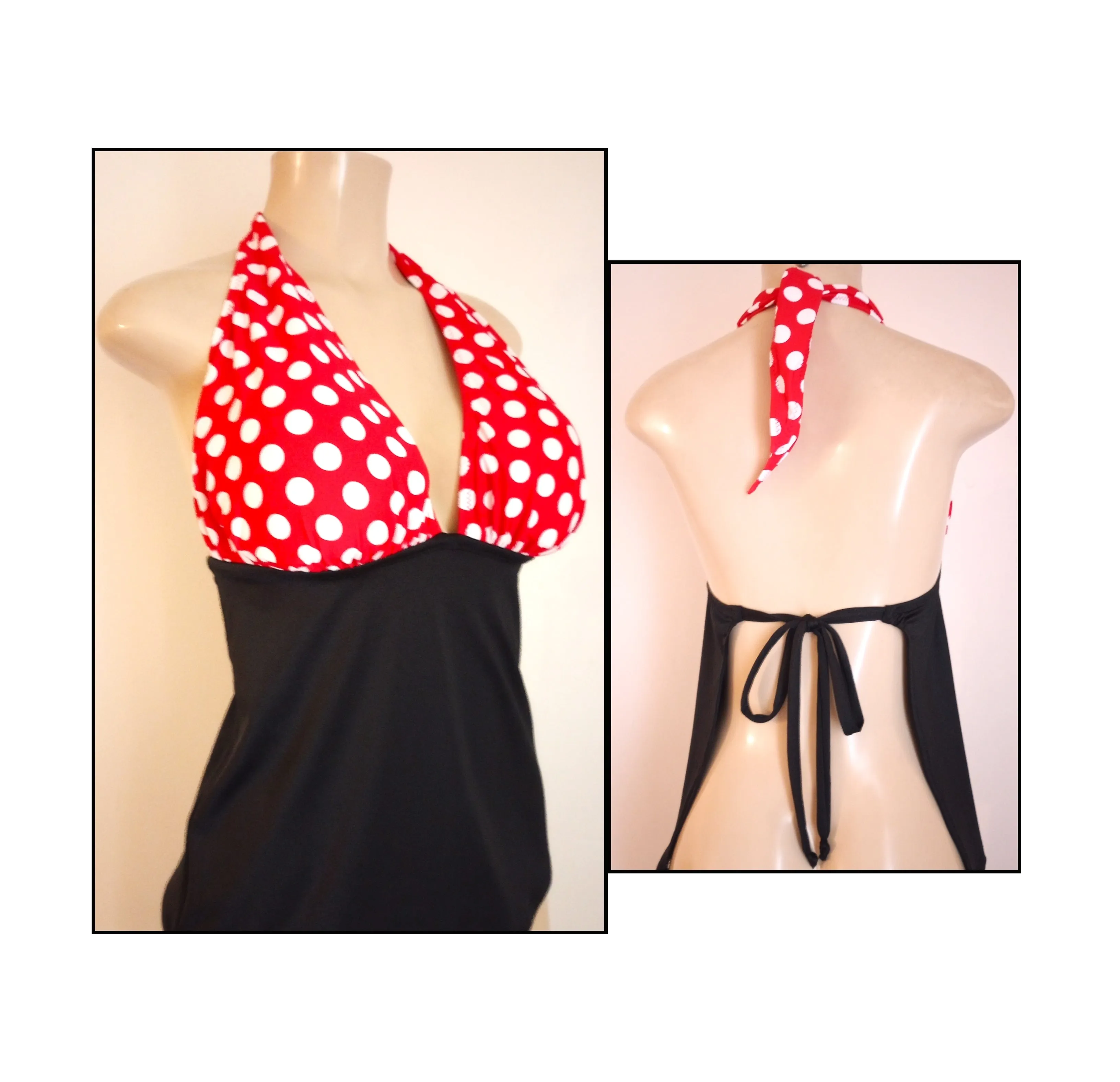 Gathered Halter Tankini Top Apron Back