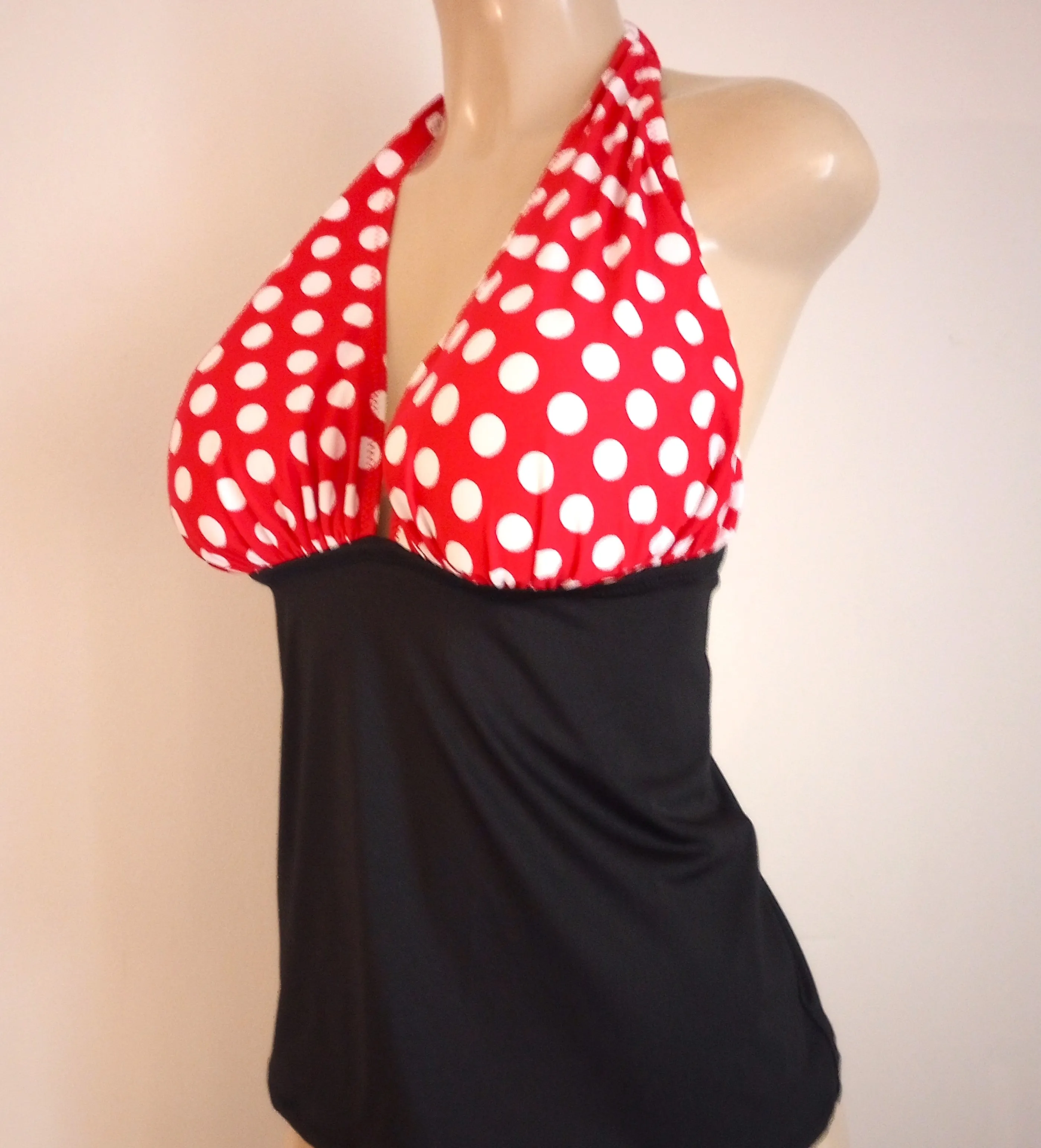 Gathered Halter Tankini Top Apron Back