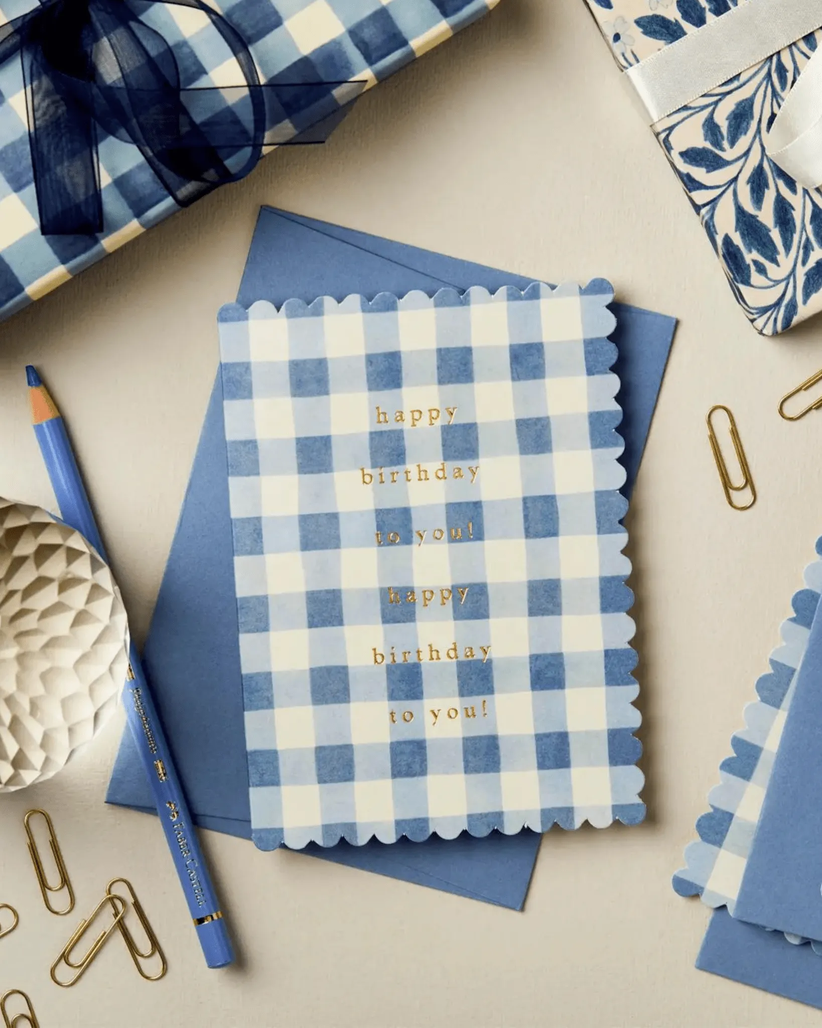 Gingham "Happy Birthday" Card