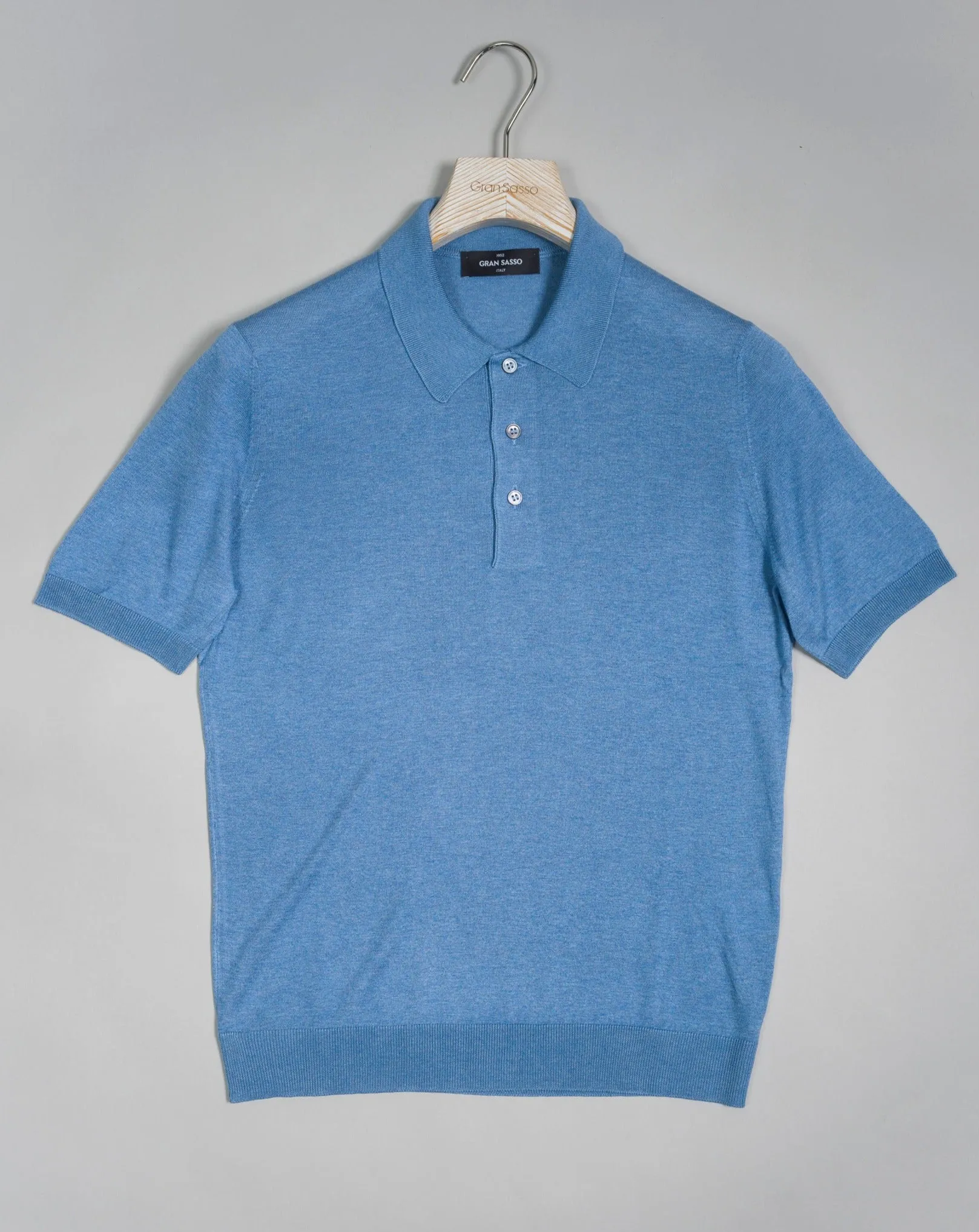 Gran Sasso Silk Polo Shirt / Light Blue