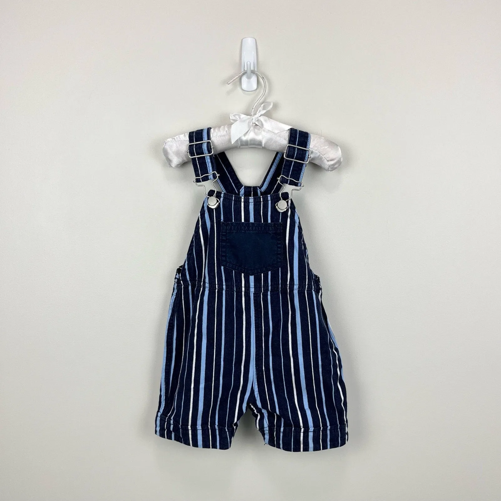 Hanna Andersson Y2K Blue Striped Shortalls 70 cm 6-12 Months