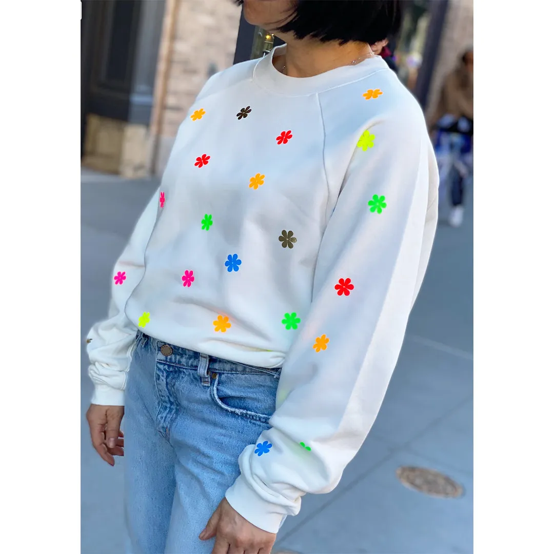 Jack Chic Putty Sweatshirt - Mini Neon Daisies