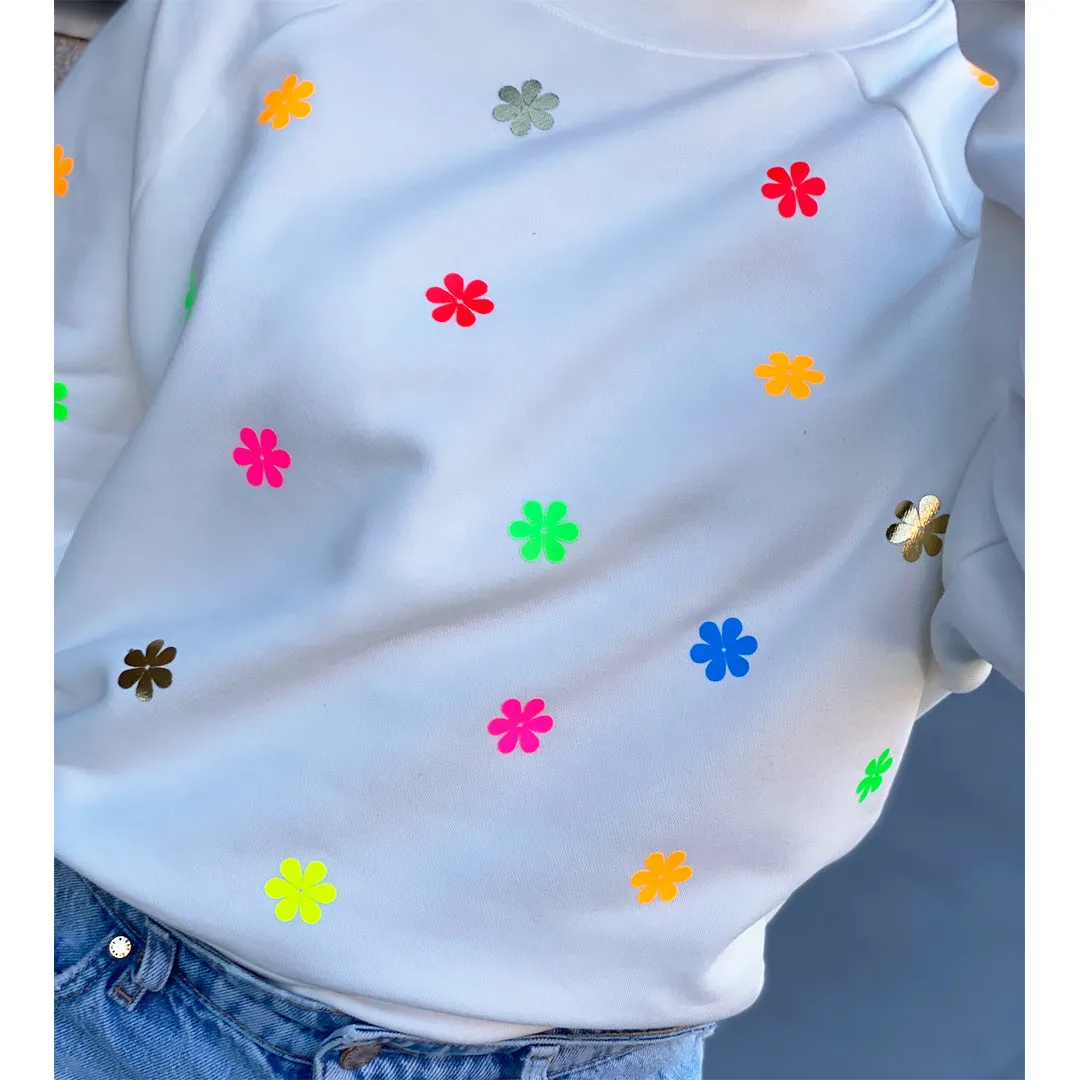 Jack Chic Putty Sweatshirt - Mini Neon Daisies