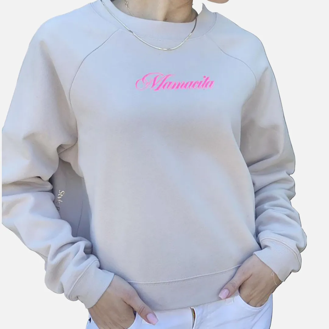 Jack Chic Putty Sweatshirt - NEON Pink "Mamacita" Print