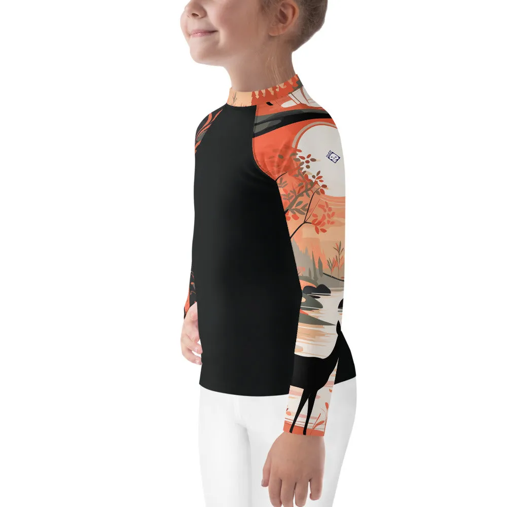 Kid's Girls Deer Forest BJJ Rash Guard: Unleash Nature's Power