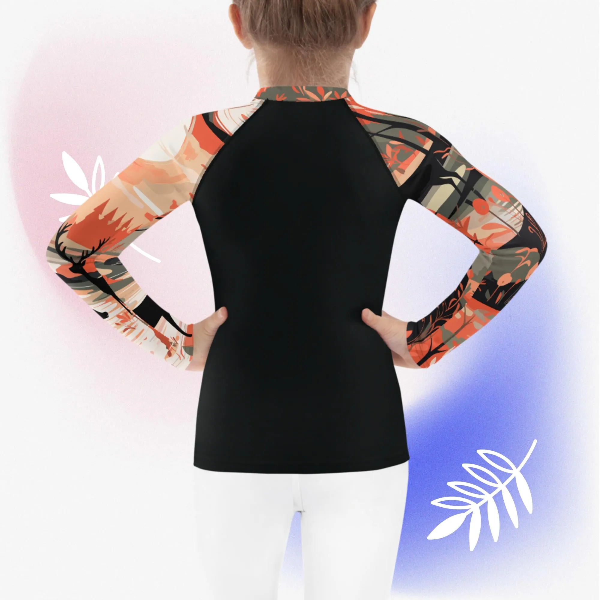 Kid's Girls Deer Forest BJJ Rash Guard: Unleash Nature's Power