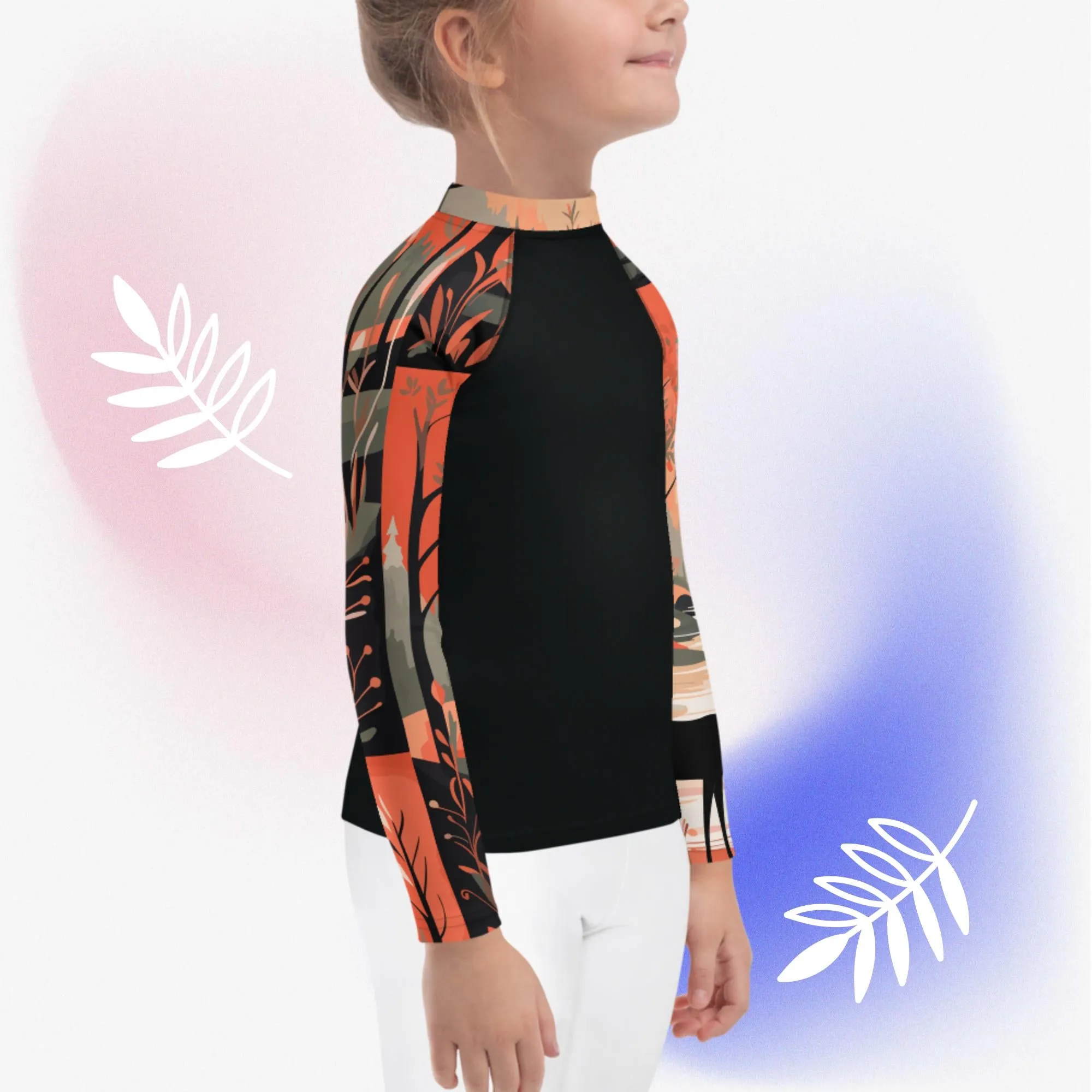 Kid's Girls Deer Forest BJJ Rash Guard: Unleash Nature's Power