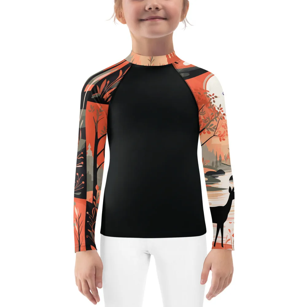 Kid's Girls Deer Forest BJJ Rash Guard: Unleash Nature's Power