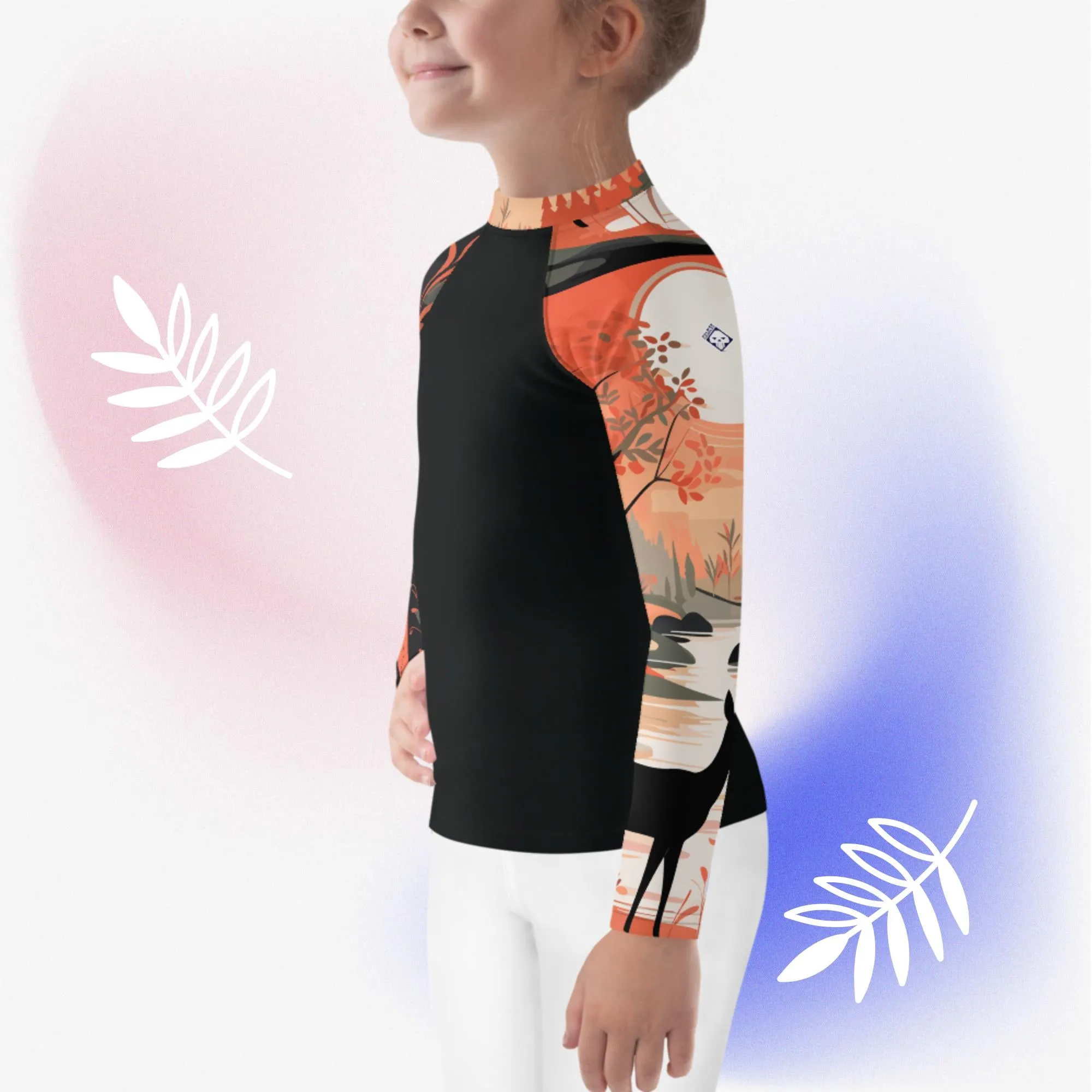 Kid's Girls Deer Forest BJJ Rash Guard: Unleash Nature's Power