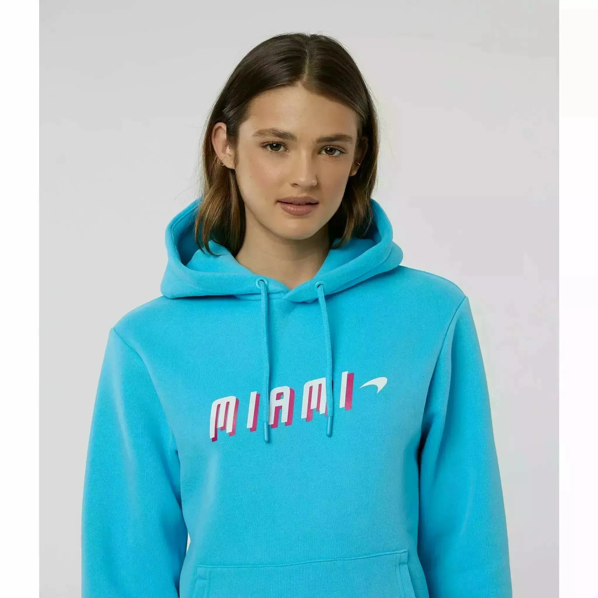 McLaren F1 Women's Miami Neon Graphic Hoodie -Black/Vice Blue/Beetroot Purple