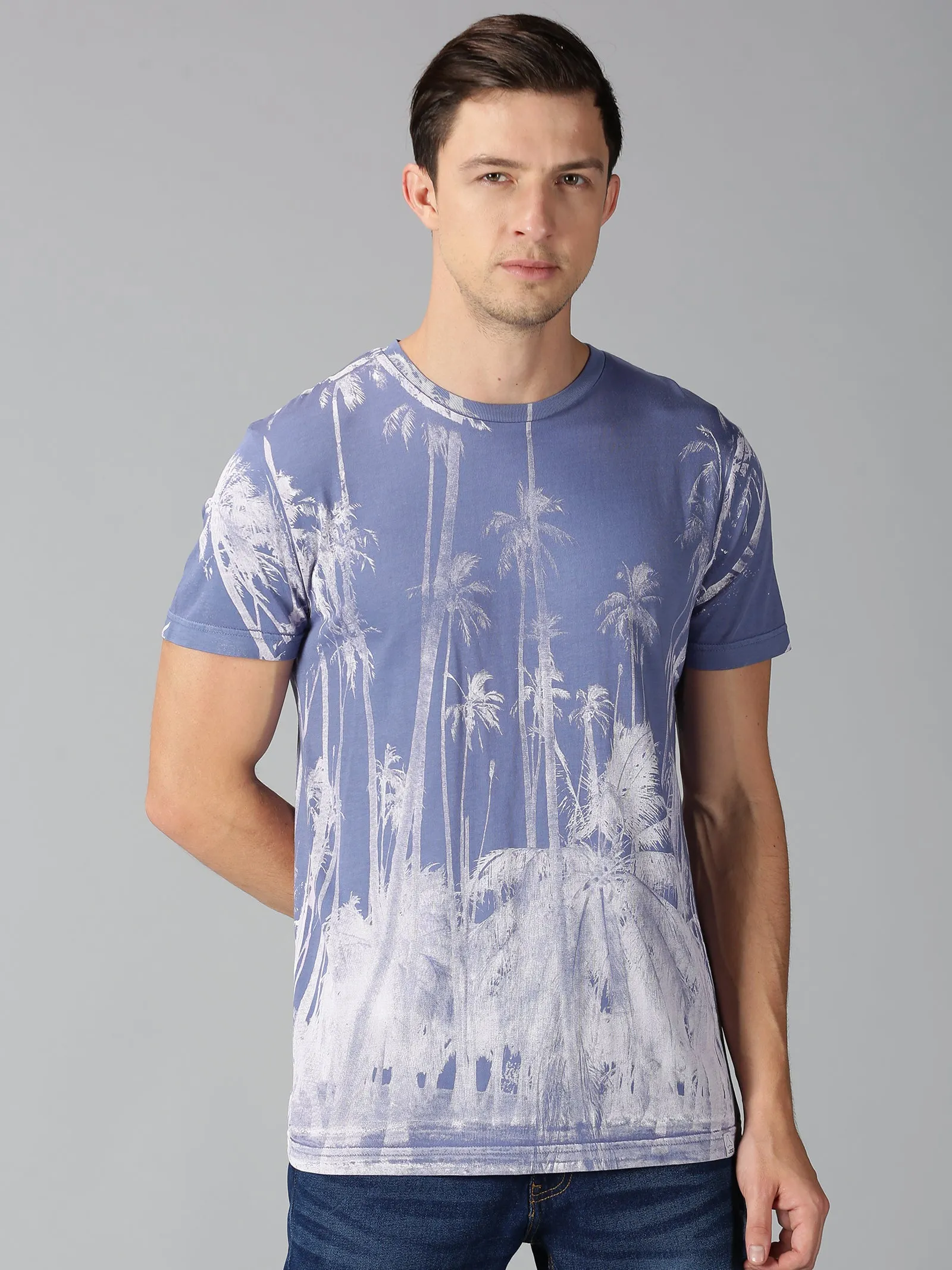 MEN'S BLUE PRINT SLIM FIT T.SHIRT