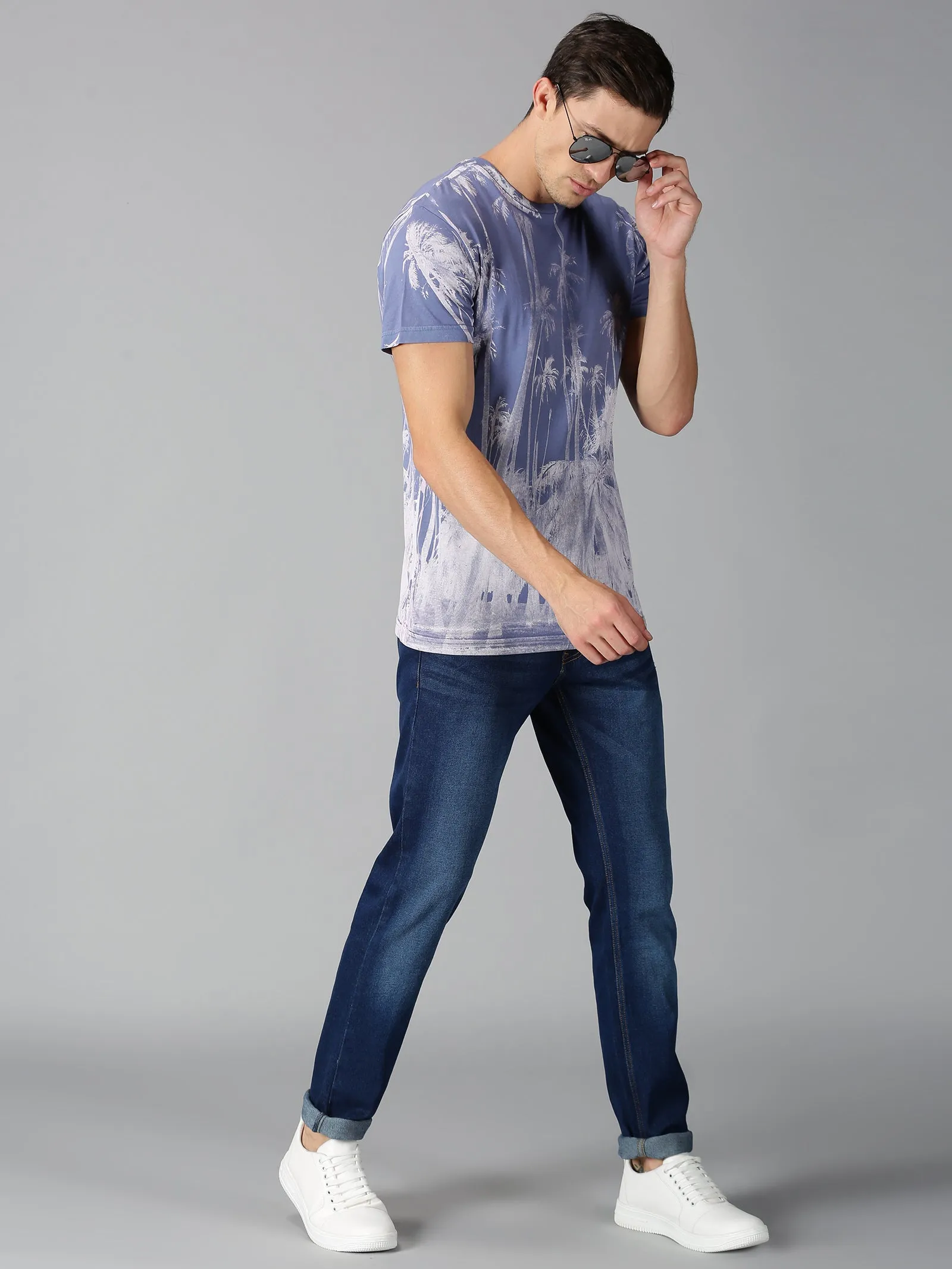 MEN'S BLUE PRINT SLIM FIT T.SHIRT