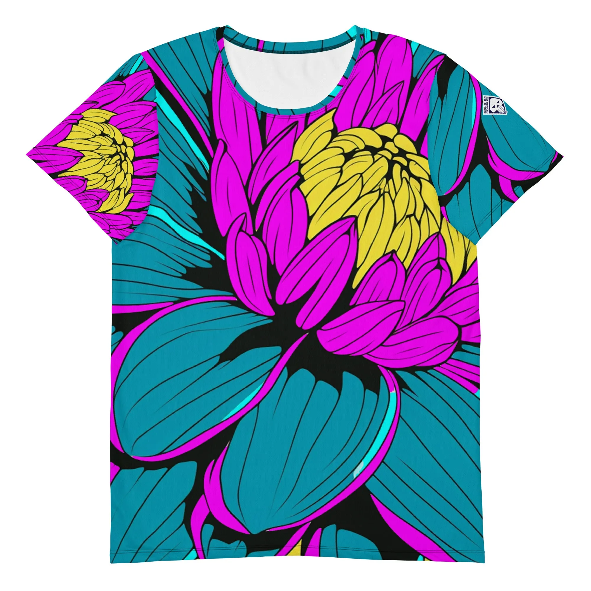 Men's Pop Art BJJ Short Sleeve Rash Guard: Roy Lichtenstein Dahlia Print for High-Intensity Training 001