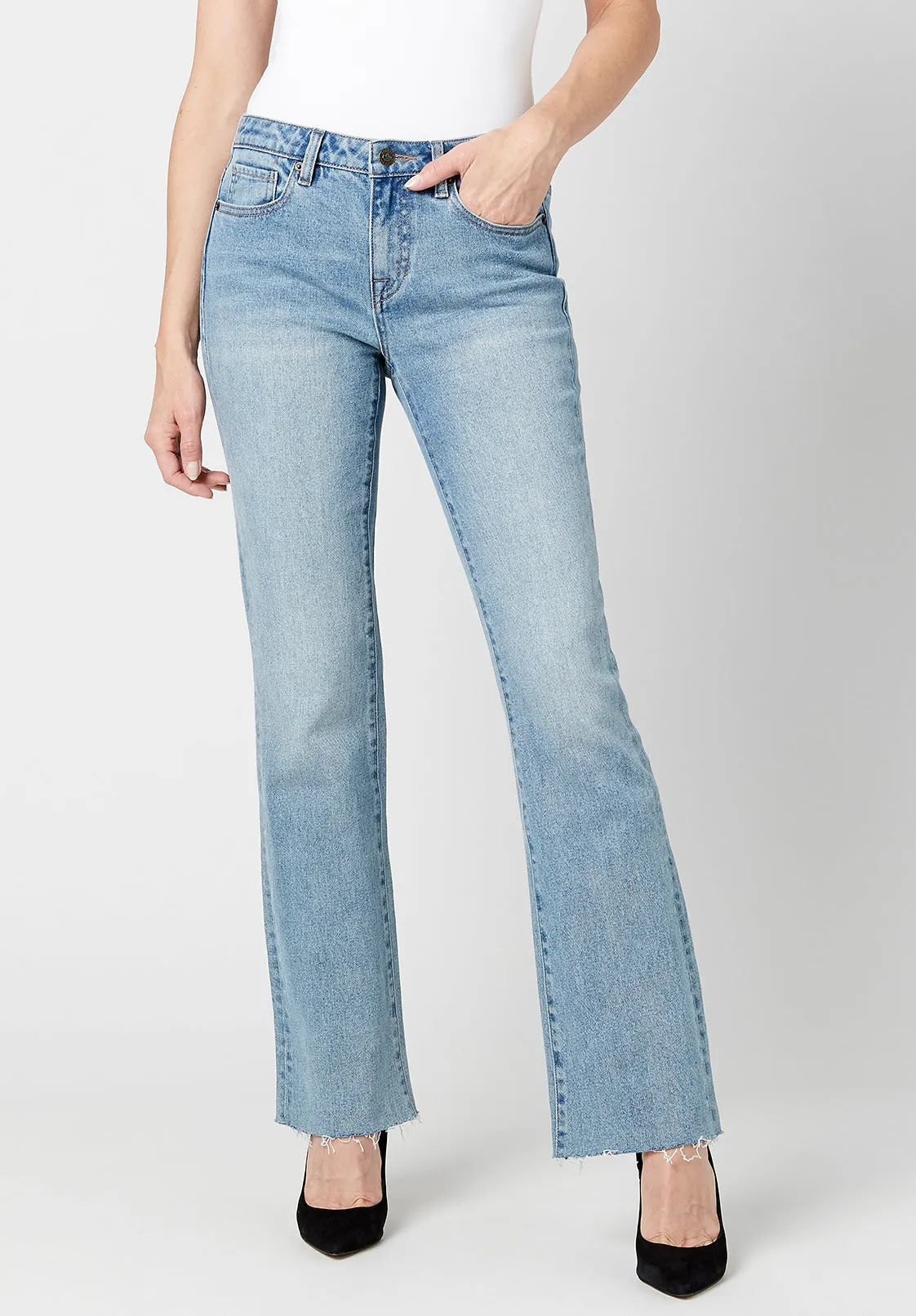 Mid Rise Bootcut Queen Women's Jeans in Vintage Sanded Light Blue - BL15857