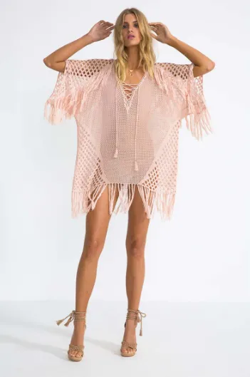 New Romantics Fringe Kaftan - Blush