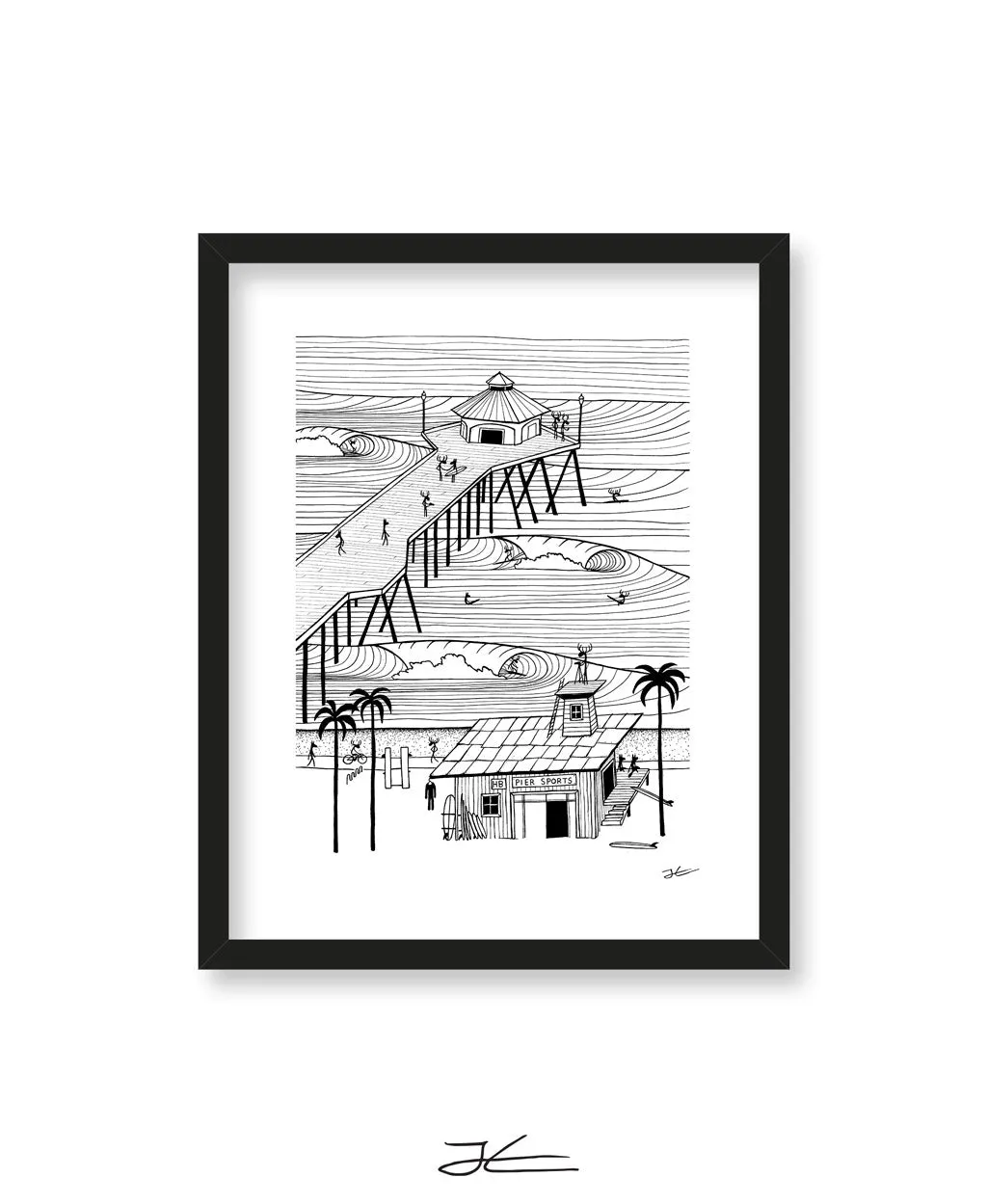 Pier Sports Black/ White - Print/ Framed Print