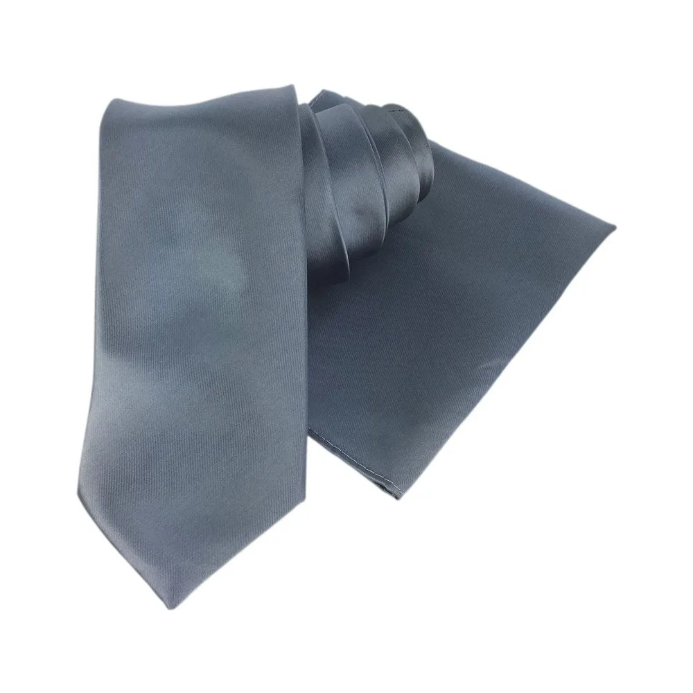 Skinny Steel Grey Polyester Tie