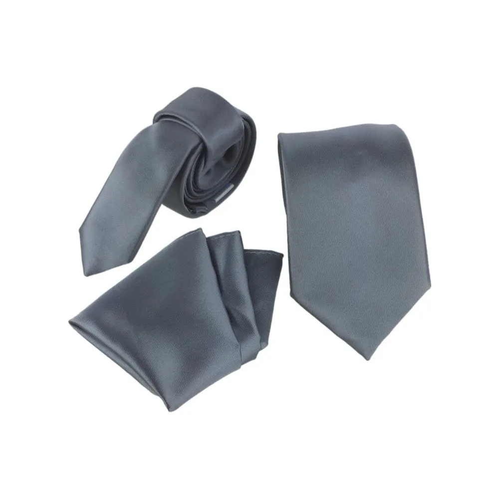 Skinny Steel Grey Polyester Tie