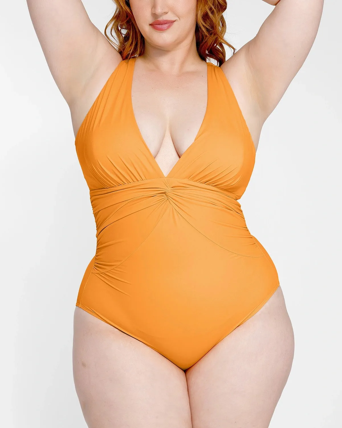 Smart Sculpt Ruched Twist-Front Shaping Swimsuit