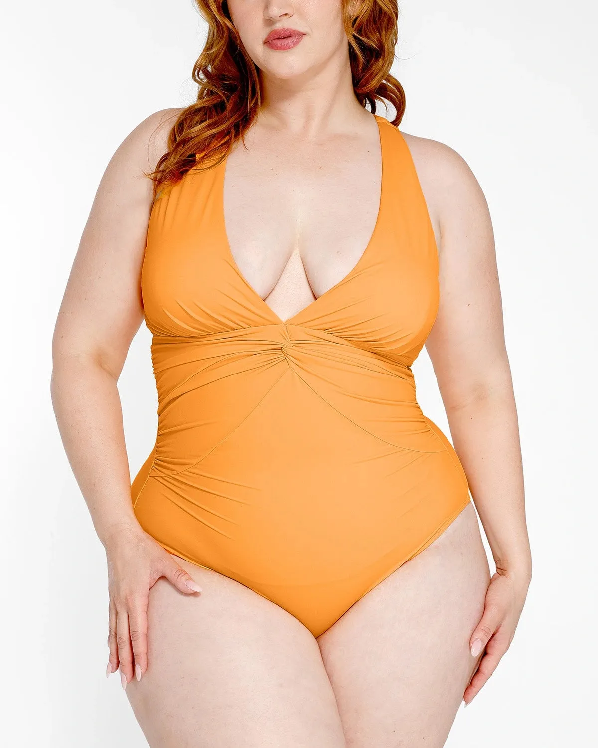 Smart Sculpt Ruched Twist-Front Shaping Swimsuit