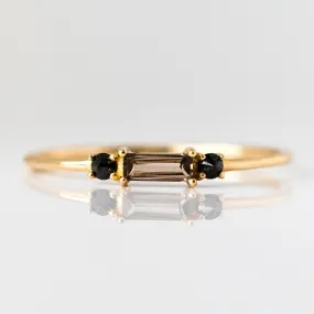 Smokey Quartz & Black Diamond Baguette Crush Ring