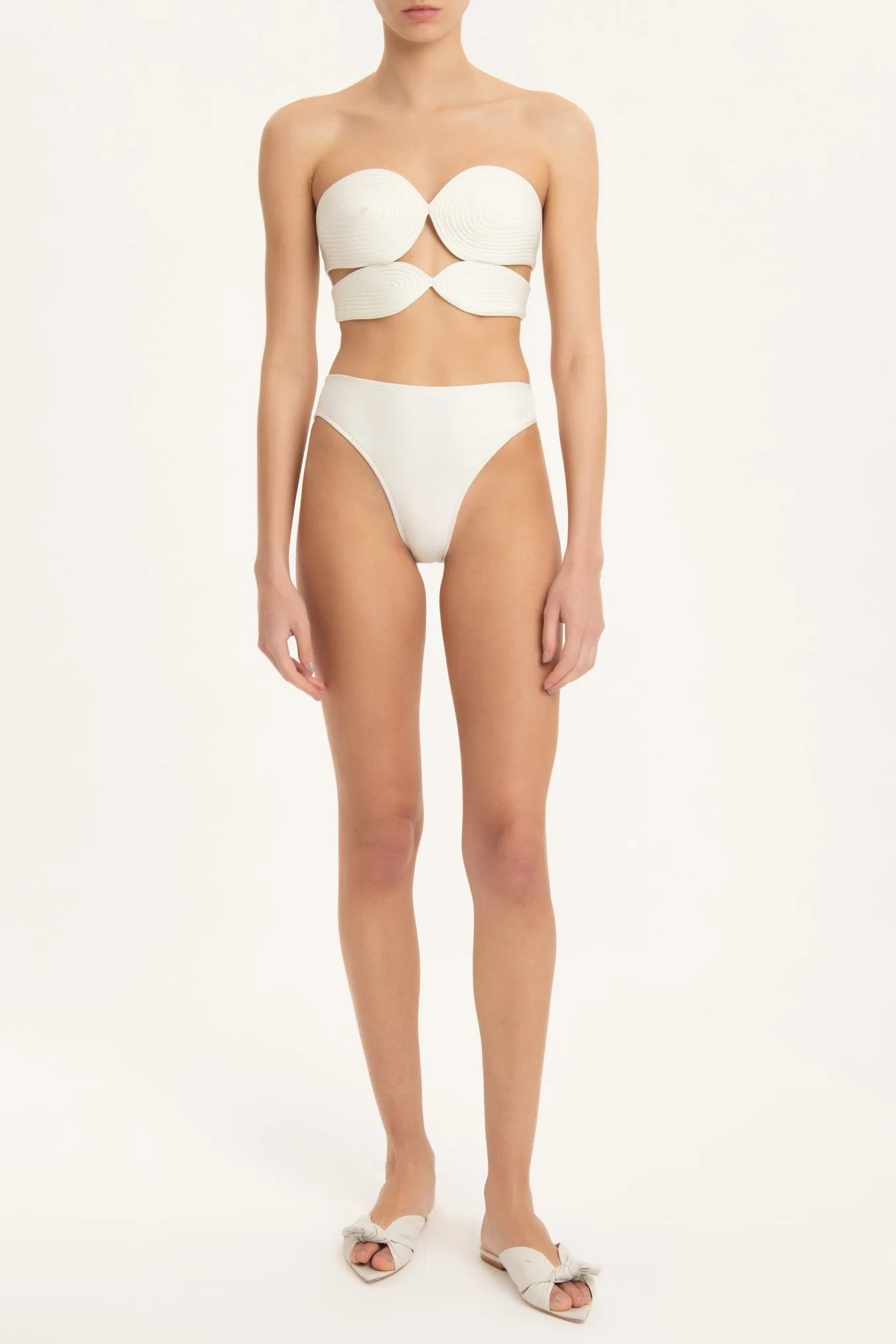 Solid High-leg Matelasse Bikini