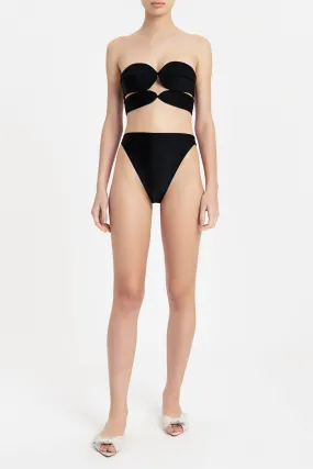 Solid High-leg Matelasse Bikini