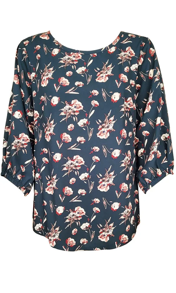 SOLO Floral Sketch Blouse (3cols)