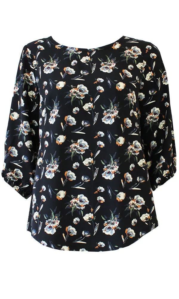 SOLO Floral Sketch Blouse (3cols)