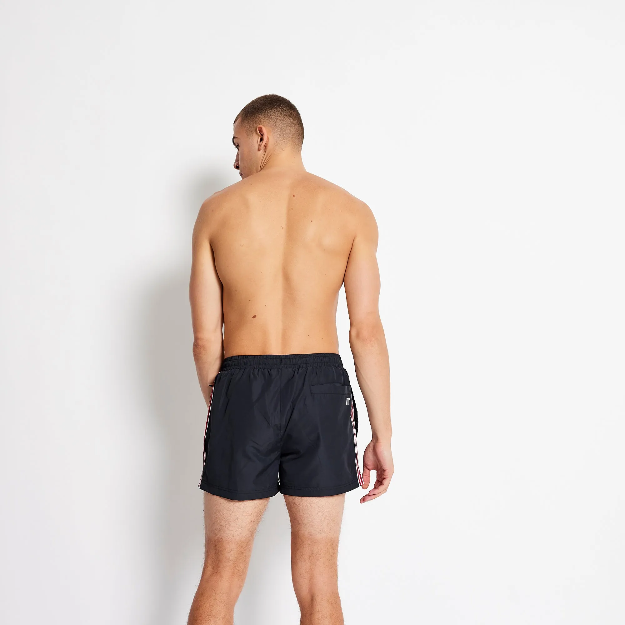 Stripe Taped Swim Shorts - Black