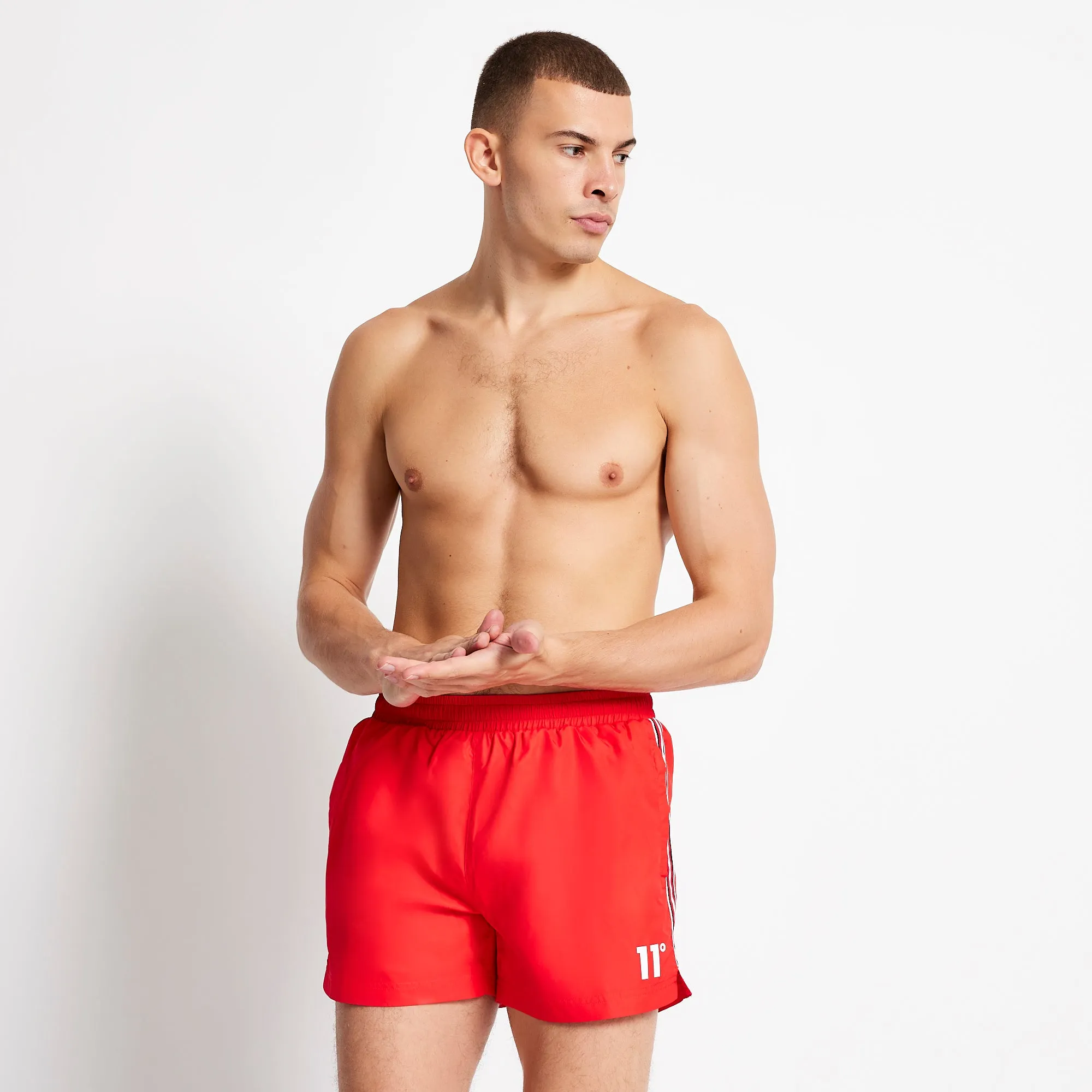 Stripe Taped Swim Shorts - Performance Red