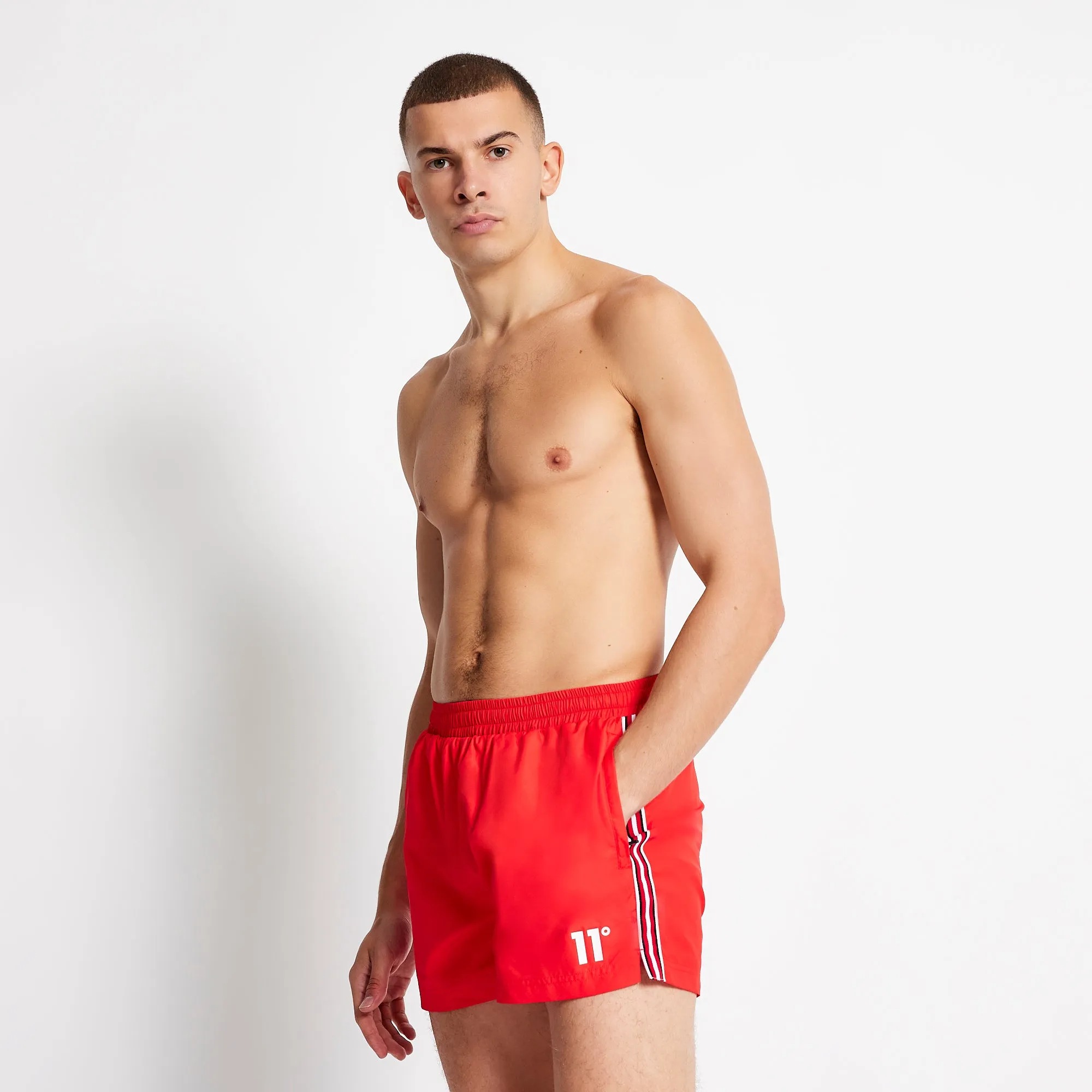 Stripe Taped Swim Shorts - Performance Red