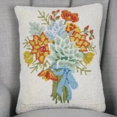 Succulent Bouquet Hooked Pillow